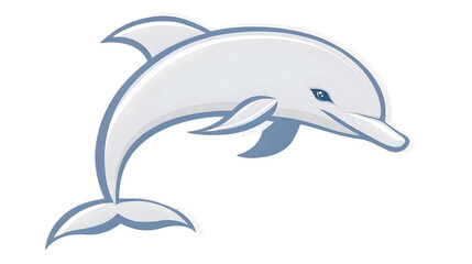 Fototapeta premium Stylized Blue Dolphin Jumping Out Of The Water on Isolated Transparent Background