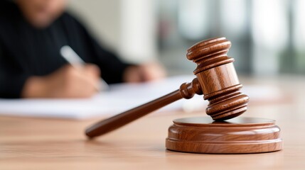 Gavel on table legal decision making business justice concept