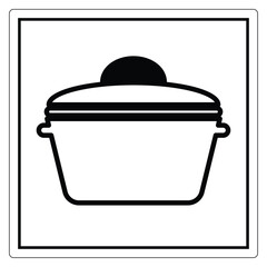 Black and White Illustration of a Cooking Pot with Lid for Culinary Use