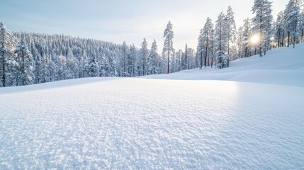 Serene winter snow landscape peaceful white nature background