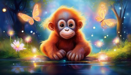 Naklejka premium Niedlicher Orang Utan