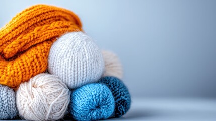 Colorful soft yarn balls for knitting and crochet projects