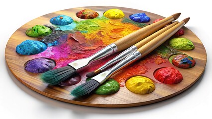 Obraz premium 3D Artist's Palette & Brushes - Digital Art Tools