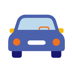 Obraz premium Simple vector car icon in blue and orange colors 