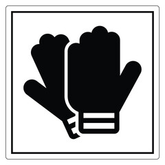 Black Silhouette of Winter Mittens on a White Background for Seasonal Imagery