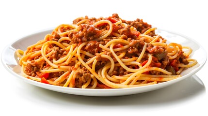 Delicious Homemade Spaghetti Bolognese on White Background - Food Photography Concept