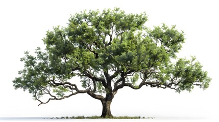 Obraz premium Texas Live Oak Tree in Springtime: Isolated White Background for Design Projects