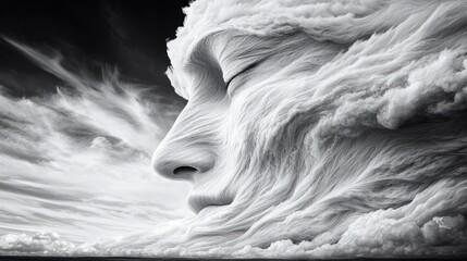 Dramatic swirling storm clouds monochrome nature photography