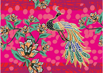 Indonesian Batik with a very beautiful and unique peacock motif is suitable for textiles.