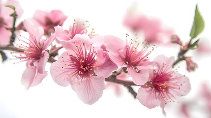 Fototapeta premium Vibrant Peach Blossoms in a Lush Spring Tea Garden - Botanical Beauty