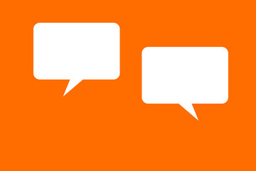 Colorful speech bubbles on an orange background create an engaging visual for communication and dialogue concepts