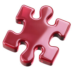 Obraz premium Red Puzzle Symbol 3d rendering isolated on white background for business solution design