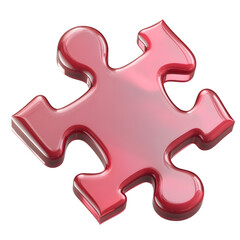 Obraz premium Collaboration Puzzle Icon 3d rendering single red piece representing connection and partnership