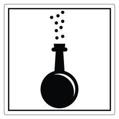 Obraz premium Black and White Illustration of Laboratory Flask with Bubbles Rising from Opening