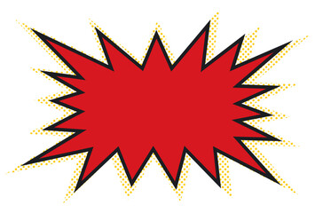 ギザギザ爆弾の四角吹き出しフレーム/ドット・赤