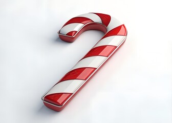 Obraz premium Festive Candy Cane: A vibrant, photorealistic candy cane with red and white stripes rests invitingly, embodying the festive spirit of the holidays.