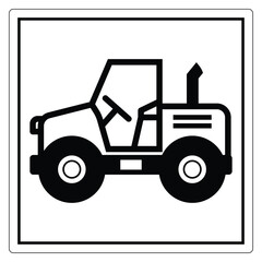 Simple Black and White Tractor Icon for Agricultural and Farming Concepts