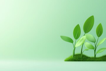 Playful green growth visuals nature scene digital art minimalist environment close-up viewpoint sustainable concept for optimized impact