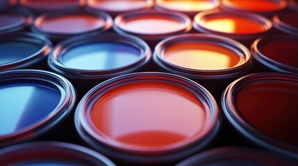 Fototapeta premium Colorful Paint Cans Close-Up