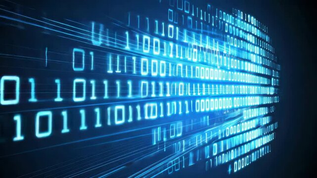 Dynamic Digital Data Flow in Binary Code Background