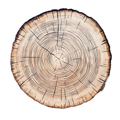 Fototapeta premium High-resolution, circular close-up of a tree trunk's cross-section, showcasing annual growth rings.