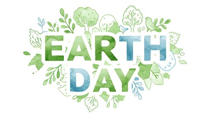 Earth day graphic design with natural elements for environmental awareness
