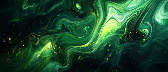 Obraz premium Flowing deep green tropical leaf abstract textures lush rainforest visual art natural environment close-up organic patterns