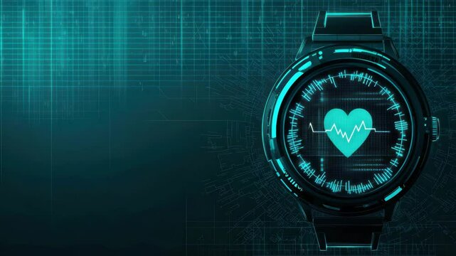 Heartbeat Monitor Display on Futuristic Tech Background