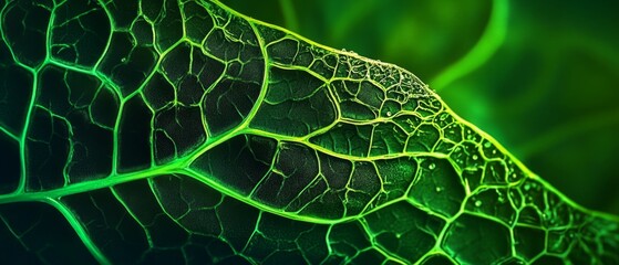 Naklejka premium Exploring lush tropical leaf textures in a glowing green paradise nature photography in a vibrant environment