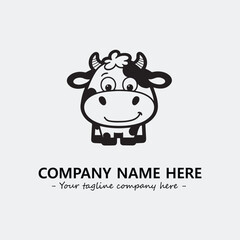 Cow illustration black and white for logo company vector image
