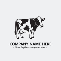 Cow illustration black and white for logo company vector image
