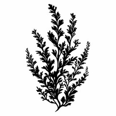 Naklejka premium Black and White Silhouette Plant: Artistic Botanical Design for Eco-Friendly Home Decor and Fashion