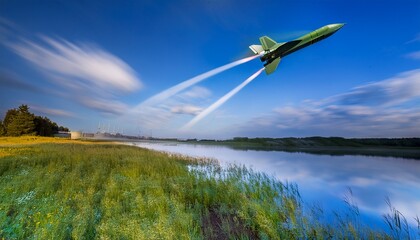 空を飛ぶミサイル