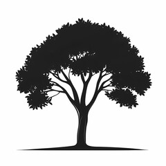 Stunning Silhouette of a Tree: Capturing Nature's Black Branches and Lush Foliage in an Eco-Friendly Outdoor Illustration