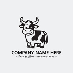 Cow illustration black and white for logo company vector image

