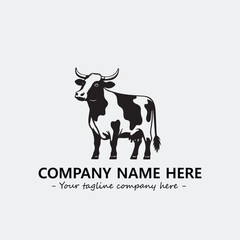 Cow illustration black and white for logo company vector image
