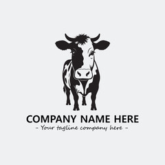 Cow illustration black and white for logo company vector image
