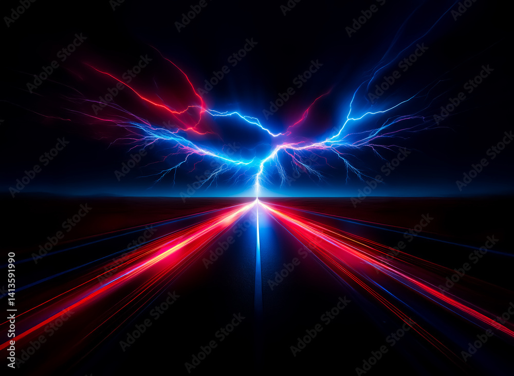 Poster the image depicts a powerful, energetic display with vibrant colors, hinting at immense energy. a ce