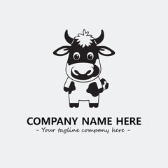 Cow illustration black and white for logo company vector image
