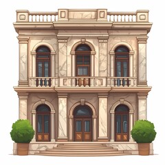 Fototapeta premium Neoclassical Mansion Facade. Historic Architecture with Ornate Columns and Elegant Exterior Design