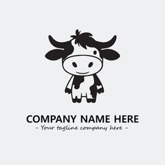 Cow illustration black and white for logo company vector image
