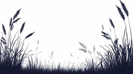 Serene Grassland Sky Silhouette - Tranquil Nature Background for Peaceful Wildlife and Scenic Seasonal Growth
