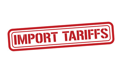 IMPORT TARIFFS red stamp text vector, rubber stamp