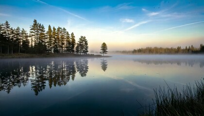 Foggy Morning Lake with Reflection &ndash; Stillness, calm, and peaceful vibes.