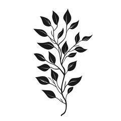 Fototapeta premium Elegant Botanical Silhouette. Minimalist Black Leaf Design - Eco-Friendly Home Decor Patterns & Illustrations