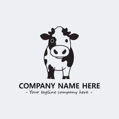 Cow illustration black and white for logo company vector image

