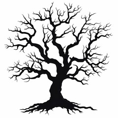 Artistic Silhouette of Barren Tree in Black. A Unique Eco-Friendly Design for Halloween and Seasonal Decor