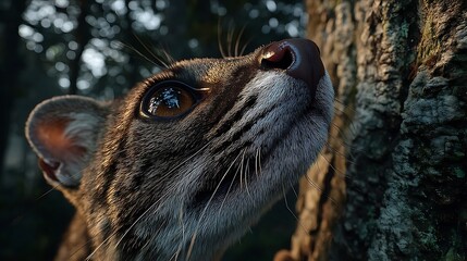 Closeup wild feline mysterious forest nature photography