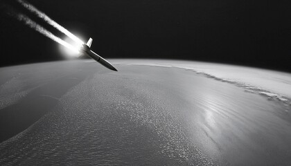宇宙を飛ぶミサイル