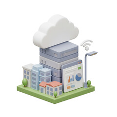 Cloud Computing Data Server Stack in City for Digital Network